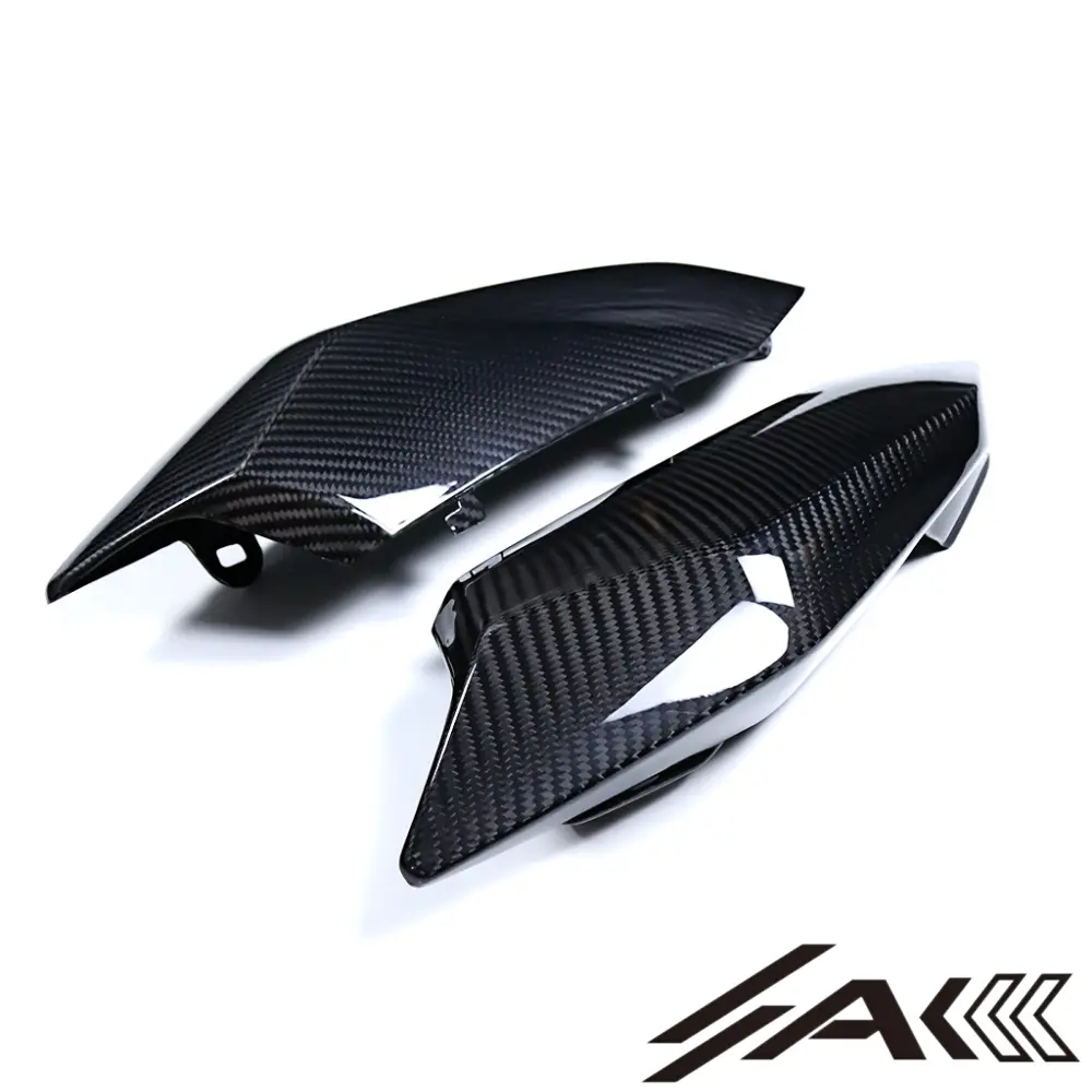 Triumph Daytona 660 Dry carbon fiber Rear Side Panels | AK Carbon triumph daytona 660 dry carbon fiber rear side panels ak carbon 1