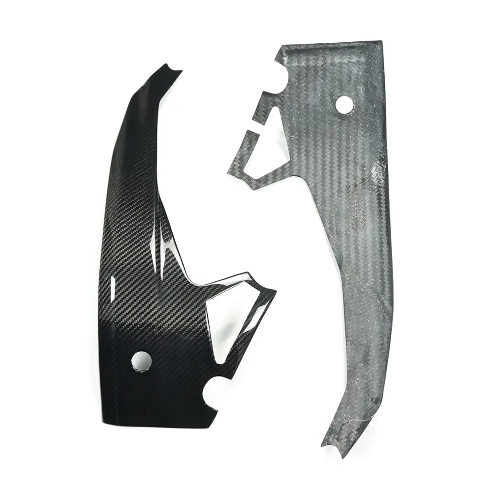 Angled View of Aprilia RS 660 Carbon Fiber Frame Cover Plate Angled View of Aprilia RS 660 Carbon Fiber Frame Cover Plate