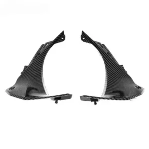Angled View of Kawasaki Ninja ZX-6R Carbon Fiber Upper Front Dash Air Cover