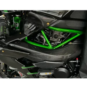 Angled View of Kawasaki Ninja H2 H2R Carbon Fiber Air Intake Pipe Protector Side Panels