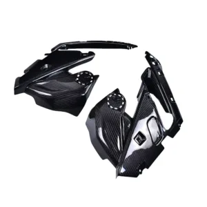 Angled View of BMW S1000R Carbon Fiber Side Panel Spoilers
