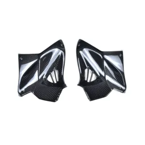 Angled View of Kawasaki Ninja H2 H2R Carbon Fiber Front Fuel Tank Side Panel Covers