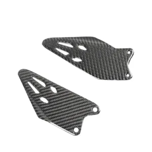 Angled View of Kawasaki Ninja ZX-6R Carbon Fiber Rearset Heel Guards