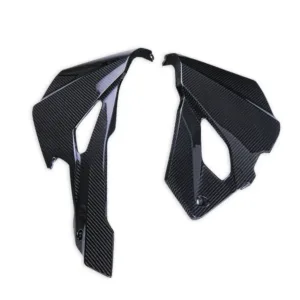 Angled View of Kawasaki Ninja ZX-4R/ZX-4RR Carbon Fiber Lower Side Panels Belly Pan