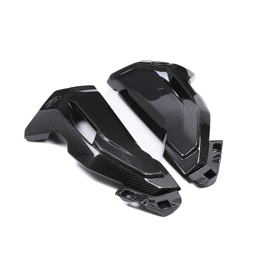 Angled View of BMW S1000XR Carbon Fiber Radiator Side Panels Angled View of BMW S1000XR Carbon Fiber Radiator Side Panels