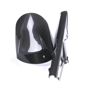 Angled View of Suzuki GSX-R1000 Carbon Fiber Rear Fender Chain Guard Kit