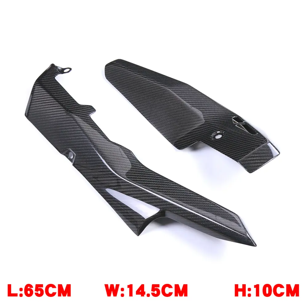 Side View of Kawasaki Ninja H2 H2R Carbon Fiber Exhaust Pipe Heat Shield Cover Side View of Kawasaki Ninja H2 H2R Carbon Fiber Exhaust Pipe Heat Shield Cover