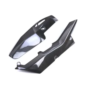 Angled View of Kawasaki Ninja H2 H2R Carbon Fiber Exhaust Pipe Heat Shield Cover