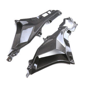 Angled View of Kawasaki Ninja ZX-4R/ZX-4RR Carbon Fiber Front Lower Air Intake Panels