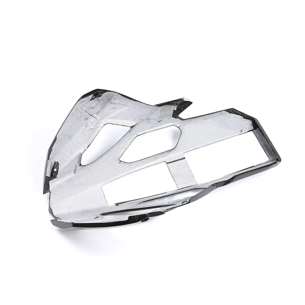 IMG 0157 Angled View of BMW S1000R/M1000R Carbon Fiber Lower Belly Pan with Heat Shield