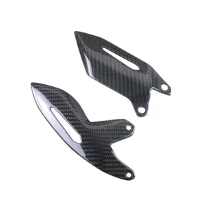 Angled View of Kawasaki Ninja H2 H2R Carbon Fiber Rear Footrest Heel Guard Plates