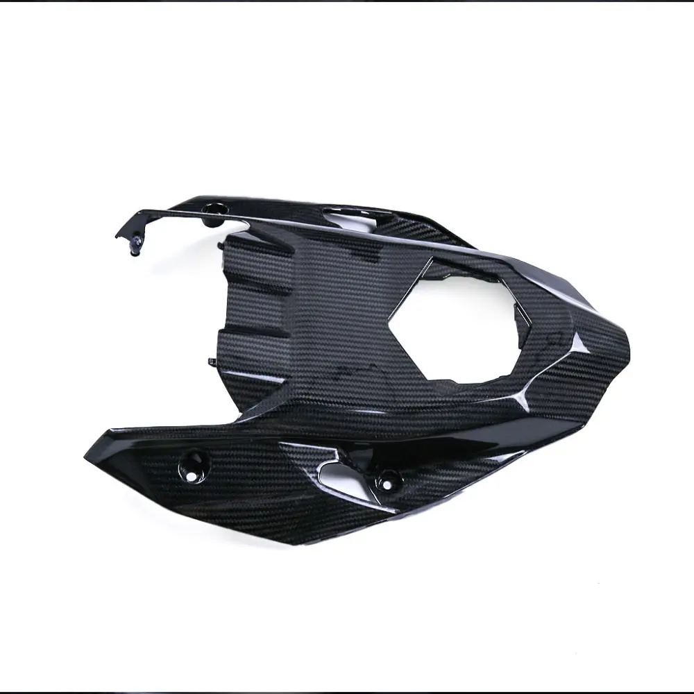 Angled View of BMW S1000R Carbon Fiber Rear Seat Cowl Upper Fairing Angled View of BMW S1000R Carbon Fiber Rear Seat Cowl Upper Fairing