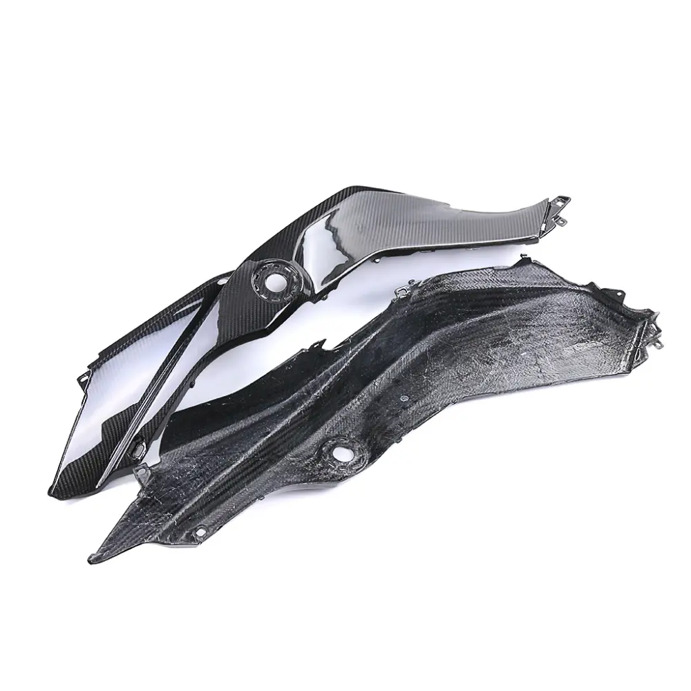 Angled View of BMW S1000XR Carbon Fiber Fuel Tank Side Panels Angled View of BMW S1000XR Carbon Fiber Fuel Tank Side Panels