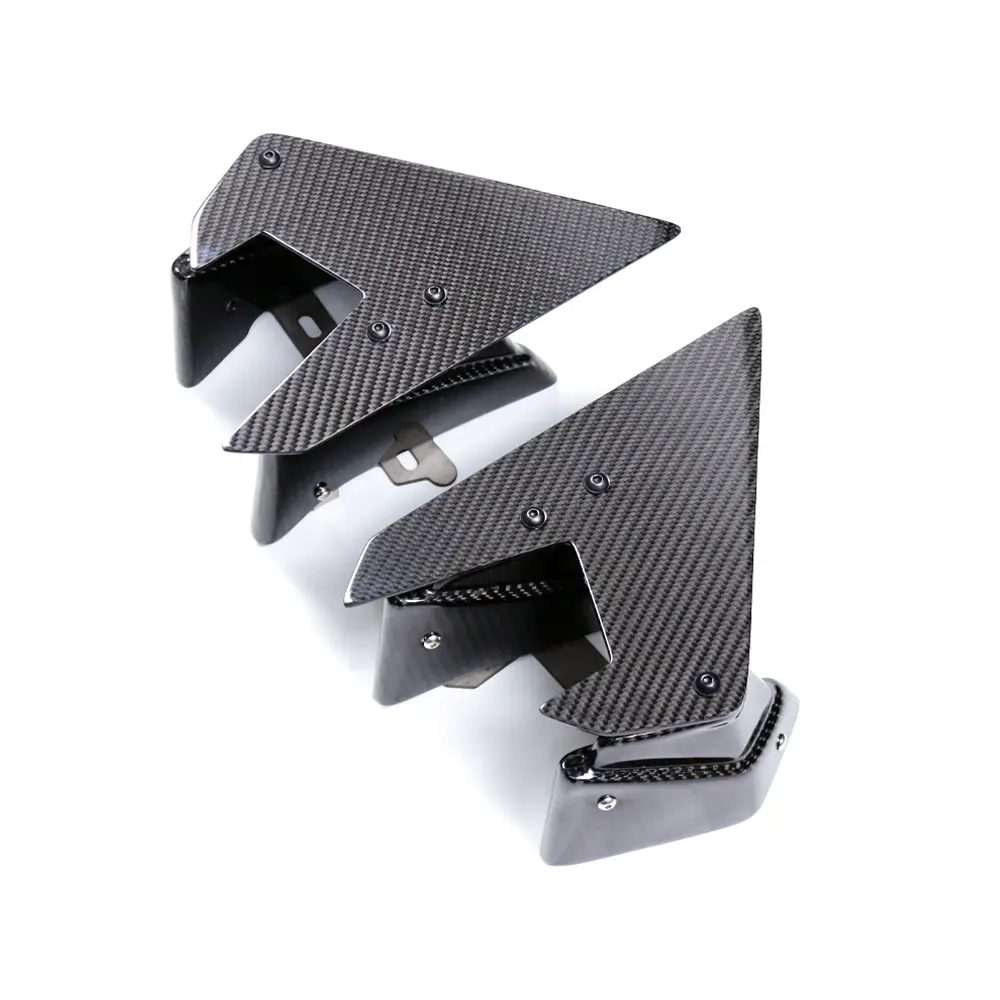 Angled View of Kawasaki Z H2 Carbon Fiber Aerodynamic Winglets Angled View of Kawasaki Z H2 Carbon Fiber Aerodynamic Winglets