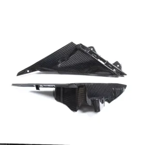 Angled View of Kawasaki Ninja ZX-6R Carbon Fiber Coolant Reservoir Guard Panels