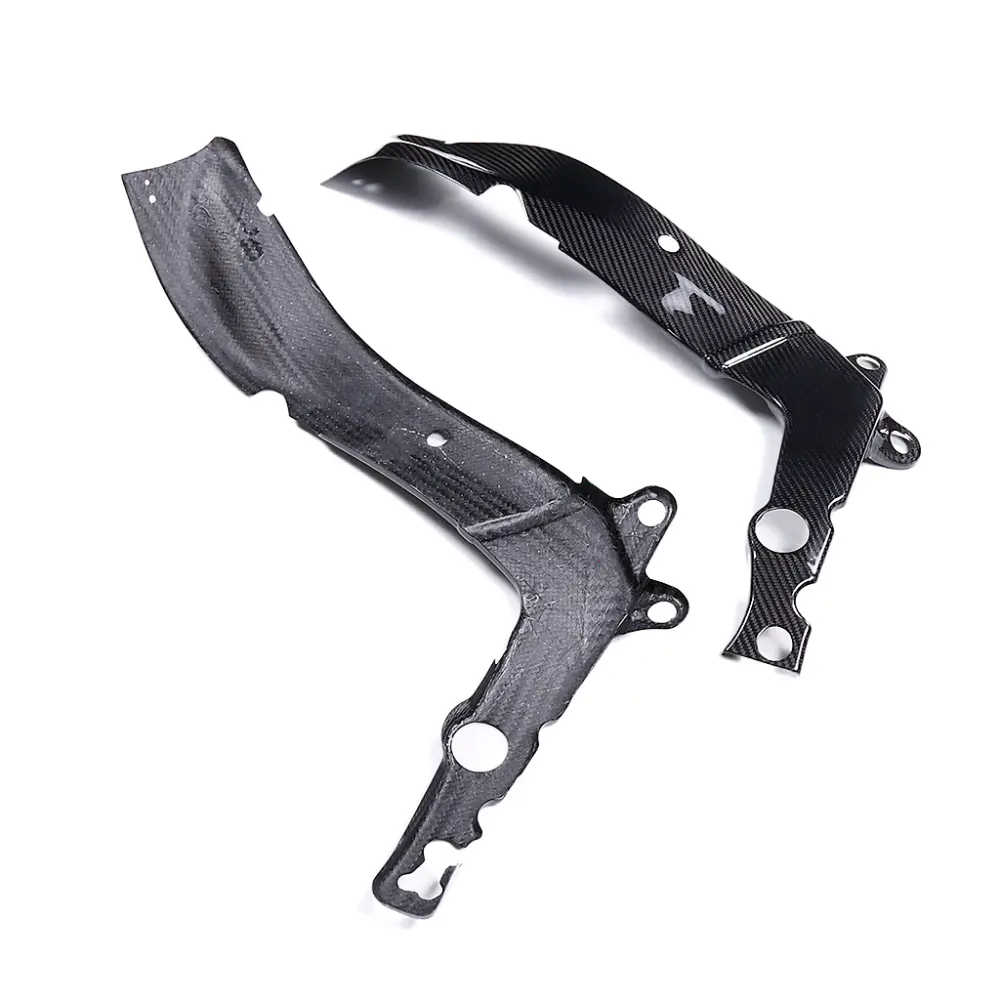 Carbon Fiber Weave Detail on Kawasaki Ninja ZX-6R Frame Cover Protector Carbon Fiber Weave Detail on Kawasaki Ninja ZX-6R Frame Cover Protector