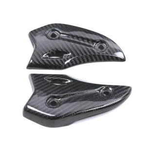 Angled View of Suzuki Hayabusa Carbon Fiber Rear Heel Guards