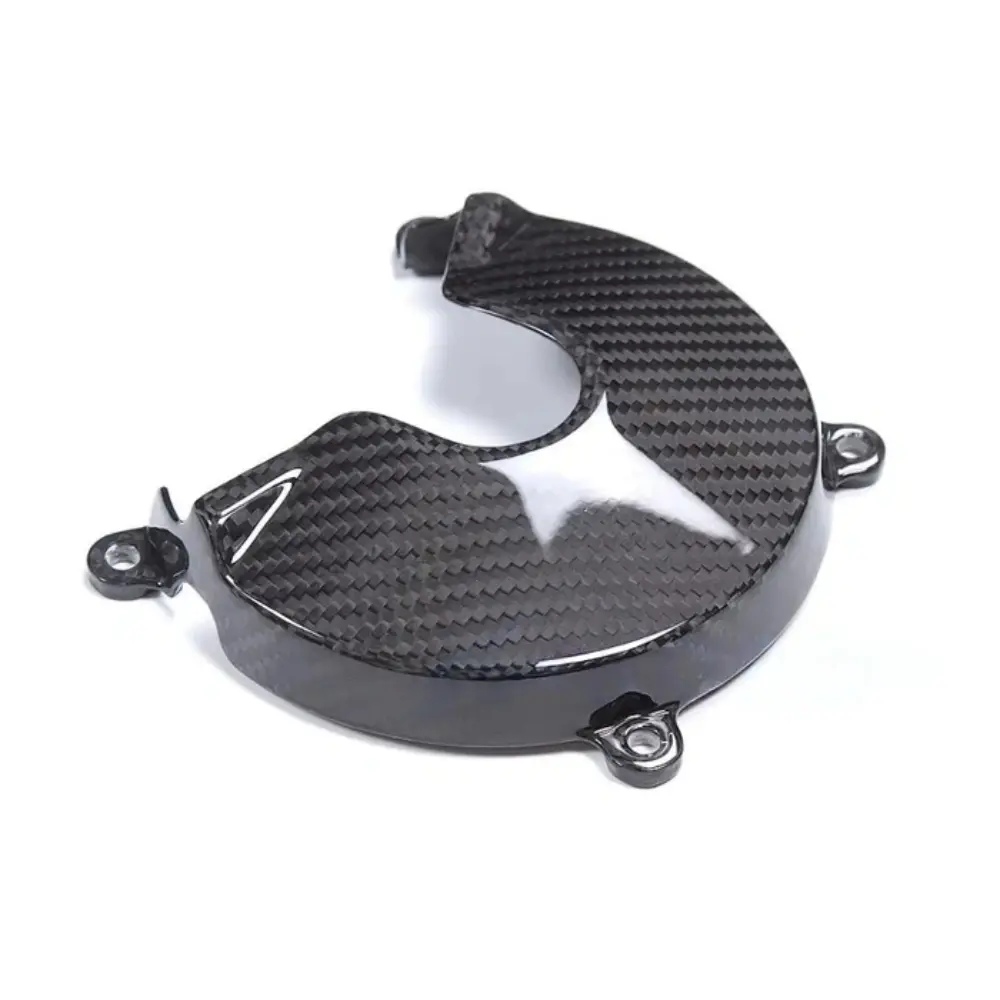 Angled View of BMW S1000XR Carbon Fiber Engine Alternator Cover Angled View of BMW S1000XR Carbon Fiber Engine Alternator Cover